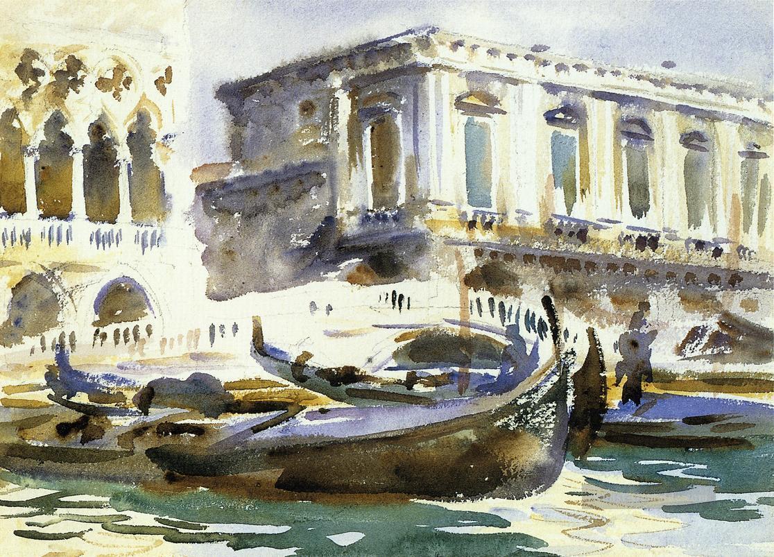 Venedig Das Gefängnis Boot John Singer Sargent Aquarell Ölgemälde